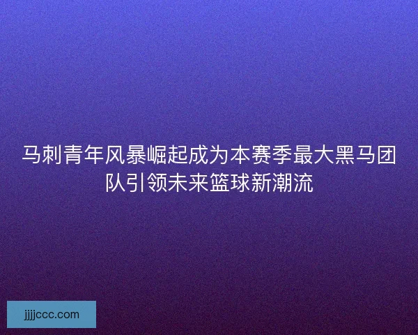 马刺青年风暴崛起成为本赛季最大黑马团队引领未来篮球新潮流